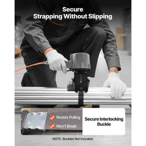 Pneumatisk stålbandningsmaskin, 8500 N spänningskraft, metallbandningsverktyg, spännare och skärförslutare för 32 mm breda metallband, kraftig delad balpress för höghållfasta förpackningar |  EU