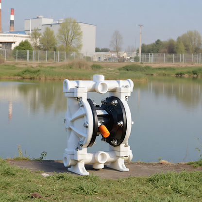 Air Operated Double Diaphragm Pump, 4.4 GPM, 1-1/2 inch Inlet & Outlet Pneumatic Waste Oil Transfer Pump, Max 100 PSI, Polypropylene Body, Air-Operated for Diesel, Grease, Kerosene, Gasoline