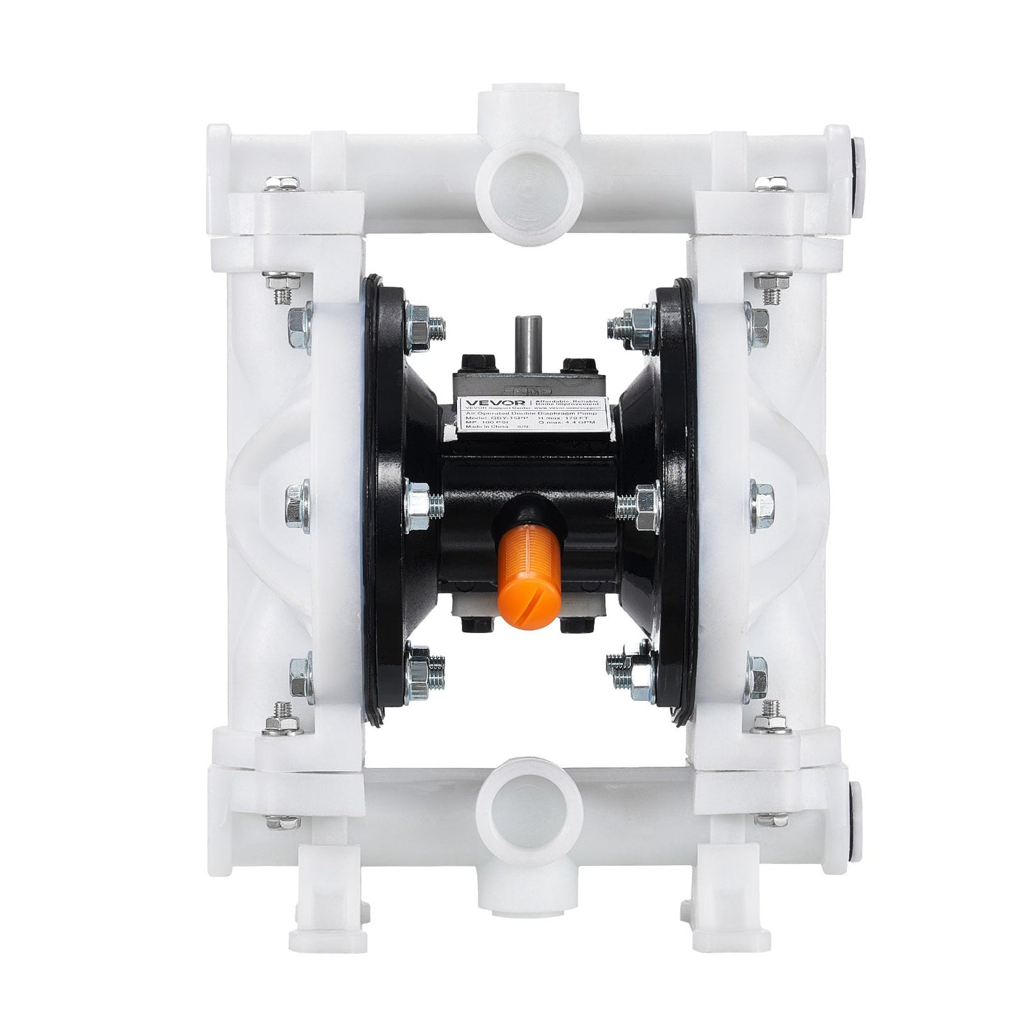 Air Operated Double Diaphragm Pump, 4.4 GPM, 1-1/2 inch Inlet & Outlet Pneumatic Waste Oil Transfer Pump, Max 100 PSI, Polypropylene Body, Air-Operated for Diesel, Grease, Kerosene, Gasoline