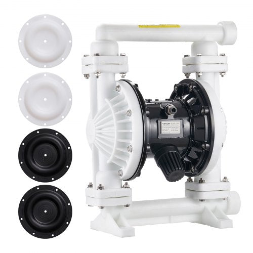 Air Operated Double Diaphragm Pump, 25 GPM, 1 inch Inlet & Outlet Pneumatic Waste Oil Transfer Pump, Max 100 PSI, Polypropylene Body, Air-Operated for Diesel, Grease, Kerosene, Gasoline & Oil