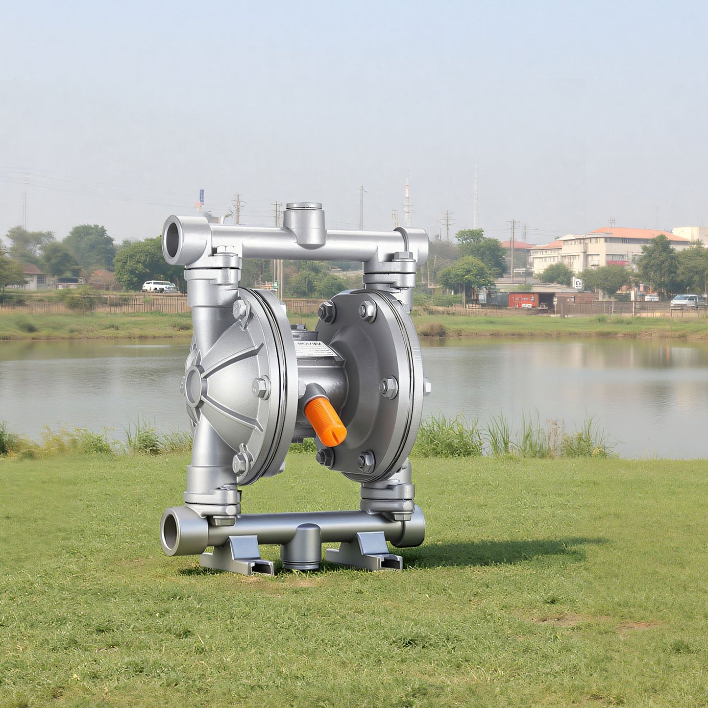 Air Operated Double Diaphragm Pump, 6.6 GPM, 3/8 inch Inlet & Outlet Pneumatic Waste Oil Transfer Pump, Max 100 PSI, Aluminum Alloy Body, Air-Operated for Diesel, Grease, Kerosene, Gasoline