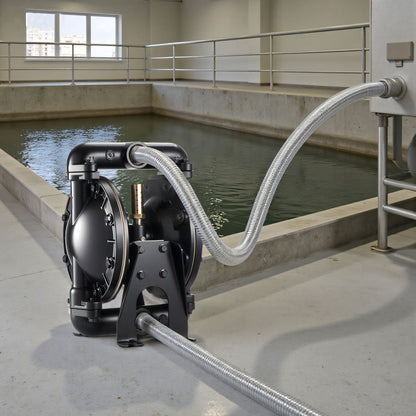 Air Operated Double Diaphragm Pump, 35 GPM, 1 inch Inlet & Outlet Pneumatic Waste Oil Transfer Pump, Max 114 PSI, Aluminum Alloy Body, Air-Operated for Diesel, Grease, Kerosene, Gasoline & Oil