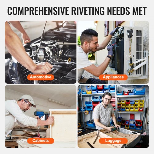 Pneumatic Air Riveter Heavy Duty Rivet Gun Tool Kit 13 pcs Nose Pieces | EU