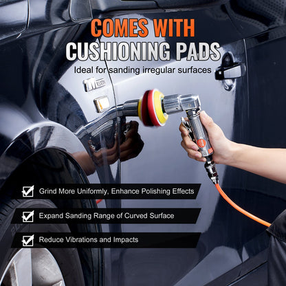 1/2/3 Inch Random Orbital Air Sander, High-Speed 15000RPM Mini Pneumatic Sander for Auto Body Work, 58PCS Air Powered Sander Kit with Sandpapers, Wool Pad, Wavy Sponges