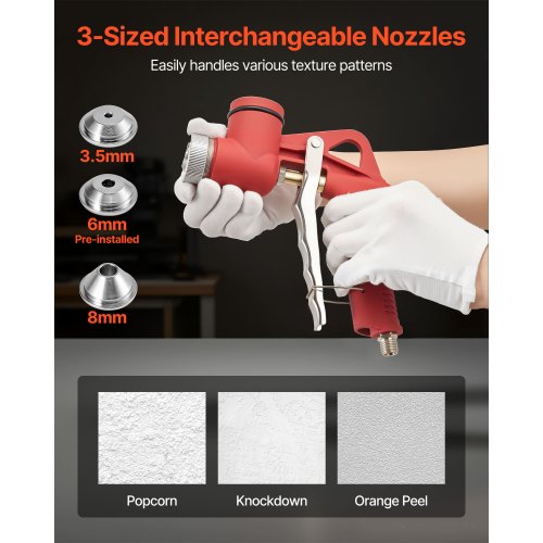 luftsprutpistol för texturering, 4,5 l luftsprutpistol, professionell gipsspruta med texturering och 3 munstycken (3,5 mm, 6 mm, 8 mm) för popcorn, knockdown och apelsinskalstexturer |  EU