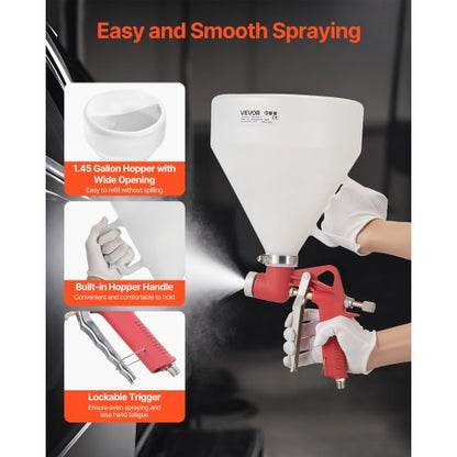 luftsprutpistol för texturering, 4,5 l luftsprutpistol, professionell gipsspruta med texturering och 3 munstycken (3,5 mm, 6 mm, 8 mm) för popcorn, knockdown och apelsinskalstexturer |  EU