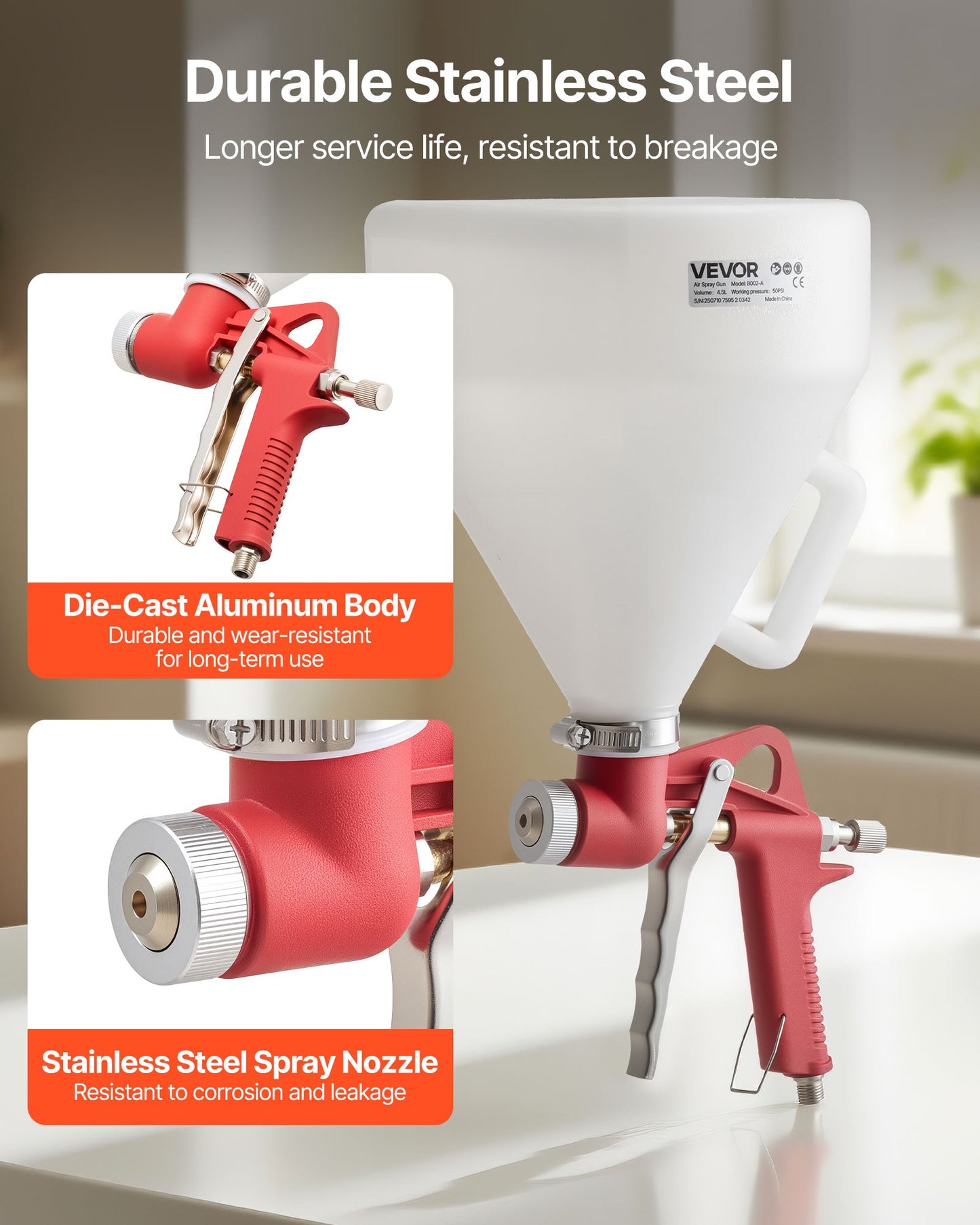 Air Texture Spray Gun, 1.45 Gallon Air Hopper Spray Gun, Professional Drywall Texture Painting Sprayer with 3 Nozzles (3.5mm, 6mm, 8mm) for Popcorn, Knockdown, Orange Peel Textures