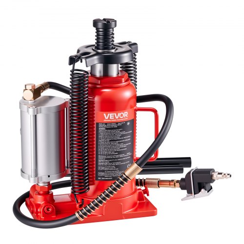 Air Hydraulic Bottle Jack, 20 Ton (44092 lbs) Capacity, 10.2-19.5 Inch Lifting Range, Pneumatic/Manual Heavy Duty Welded Bottle Jack with Pump for Car, SUV, Pickup, Truck, RV, Auto Repair, Red