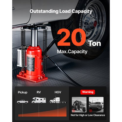 Lufthydraulischer Flaschenwagenheber, 20 Tonnen (44092 lb), Autoreparatur, Rot | EU