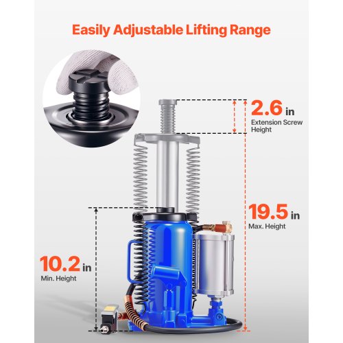 Lufthydraulischer Flaschenwagenheber, 20 Tonnen (44092 lb), Autoreparatur, Blau | EU