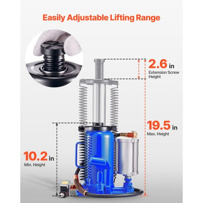Lufthydraulischer Flaschenwagenheber, 20 Tonnen (44092 lb), Autoreparatur, Blau | EU