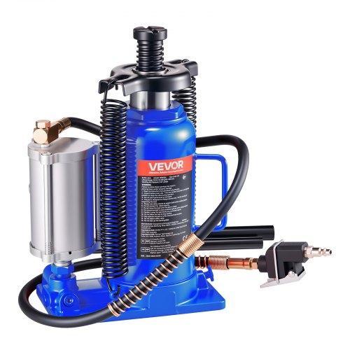 Air Hydraulic Bottle Jack, 20 Ton (44092 lbs) Capacity, 10.2-19.5 Inch Lifting Range, Pneumatic/Manual Heavy Duty Welded Bottle Jack with Pump for Car, SUV, Pickup, Truck, RV, Auto Repair, Blue
