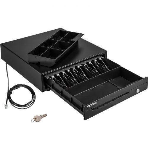 Cash Register Drawer, 16\" 12 V, for POS System with 5 Bill 6 Coin Cash Tray, Removable Coin Compartment & 2 Keys Included, RJ11/RJ12 Cable for Supermarket, Bar, Coffee Shop, Restaurant