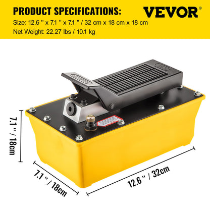 Air Hydraulic Pump, 10,000 PSI Hydraulic Foot Pump, 0.6 Gal Reservoir Foot Operated Air/Hydraulic Pump, with Hose and Spray Gun for Heavy Machinery Rigging, Auto Repair, Auto Body Frame Machines