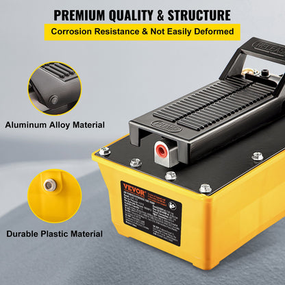 Lufthydraulikpumpe, 10.000 PSI hydraulische Fußpumpe, 1/2-Gallonen-Reservoir, fußbetriebene Luft-/Hydraulikpumpe, mit Schlauch und Spritzpistole für die Takelage schwerer Maschinen, Autoreparatur, Karosserierahmenmaschinen