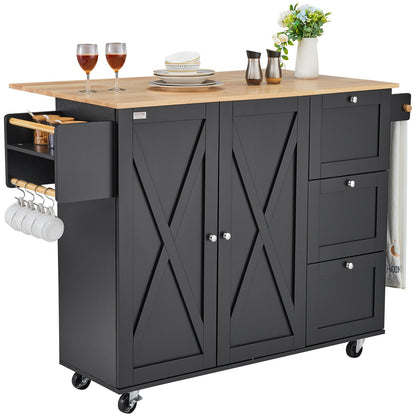 Kitchen Island Cart Rullande förvaringsskåp på hjul med låda och hyllor