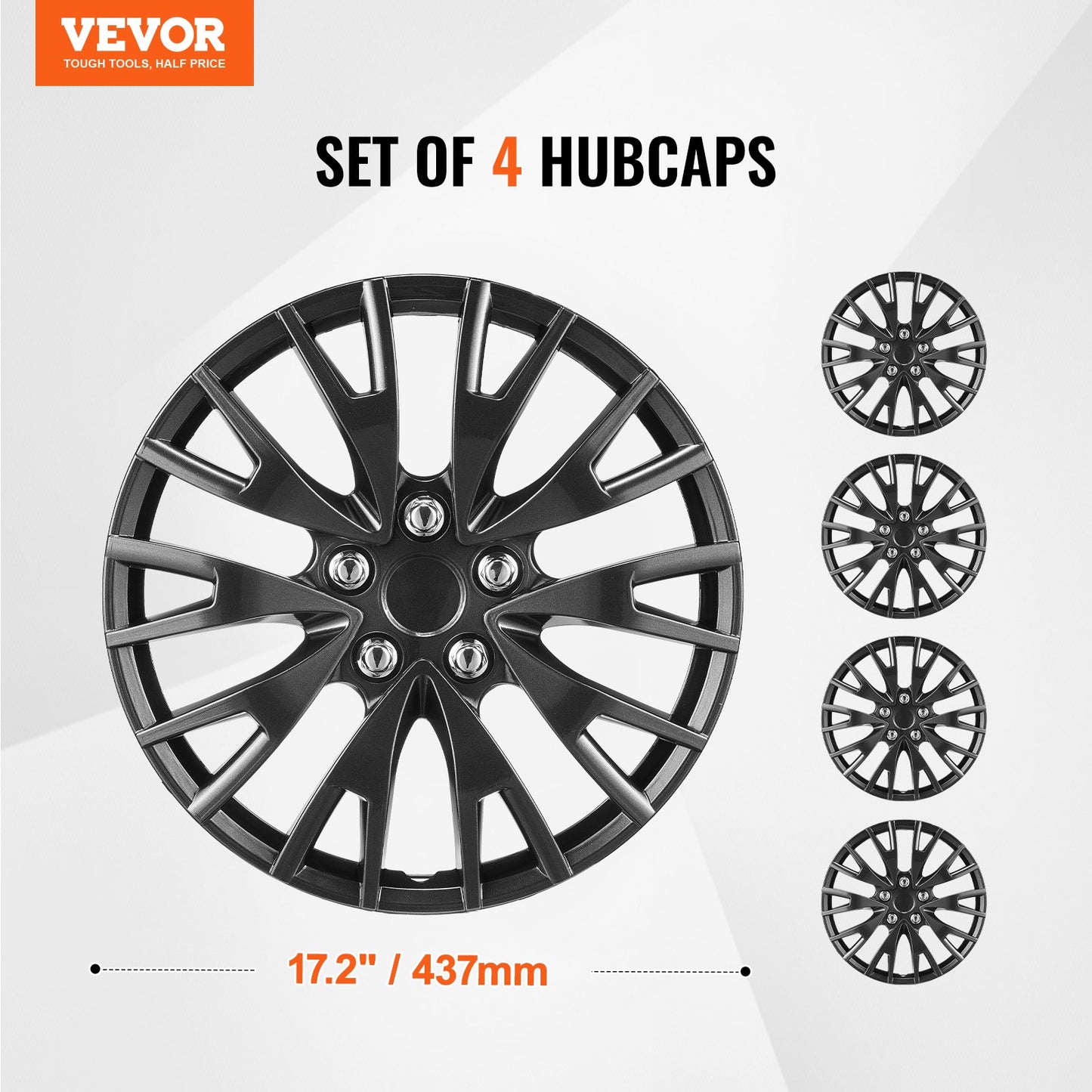 Wheel Rim Cover Hubcaps, 16 in Diameter, Sturdy & Durable Scratch-Resistant Hubcap with Snap & Valve Nozzle Hole, ABS & PC Hubcap with High Rigidity & Less Wind Drag, Fits for All Weather Use