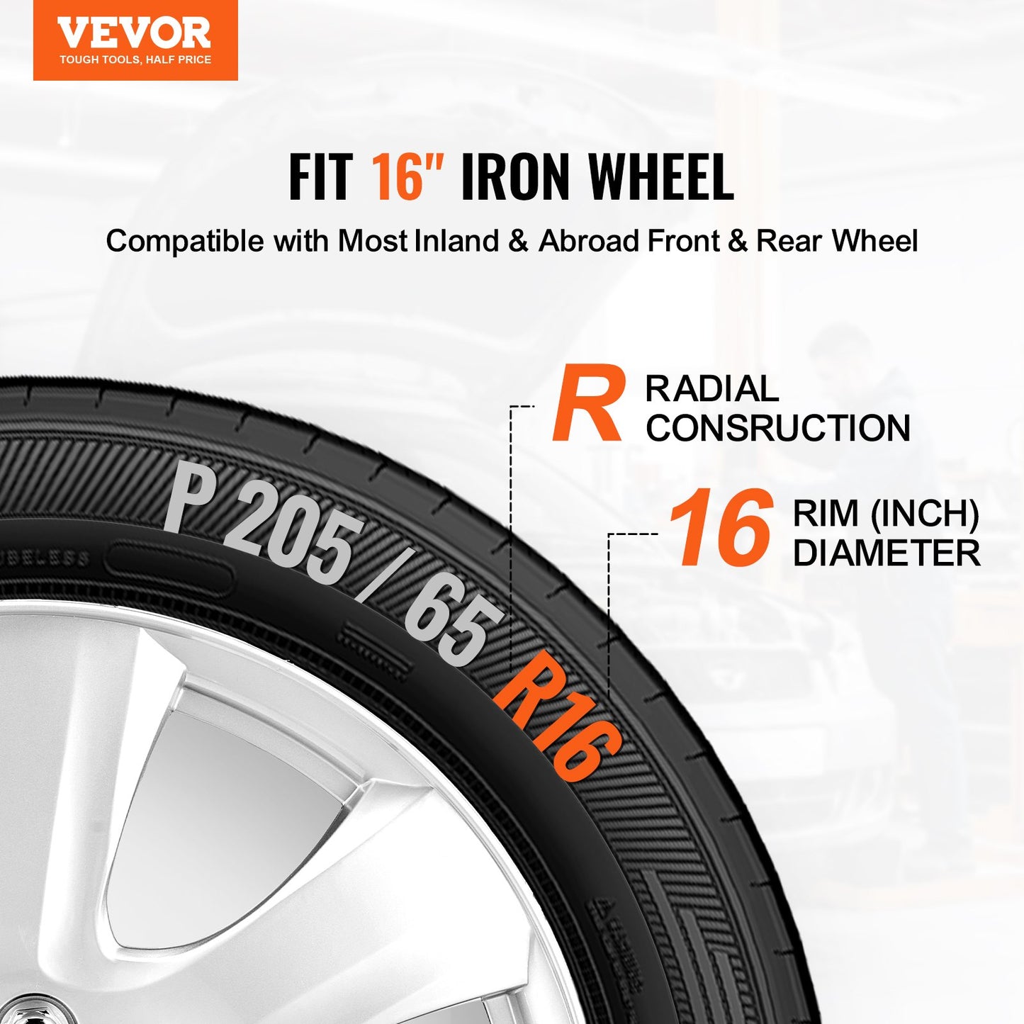 16" hjulfälgskydd navkapslar Set med 4 robusta navkapslar för alla väder