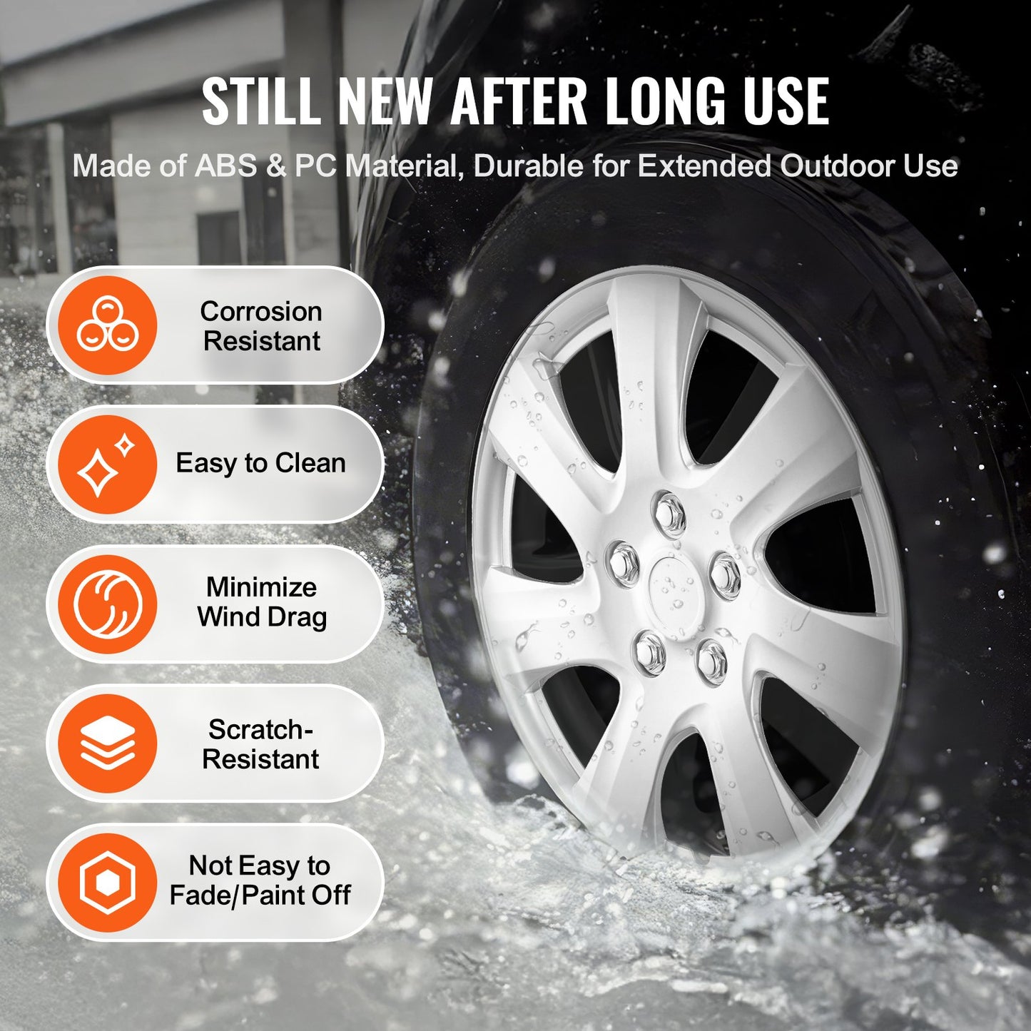 16" hjulfälgskydd navkapslar Set med 4 robusta navkapslar för alla väder