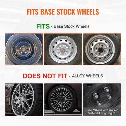 Wheel Rim Cover Hubcaps, 15 in Diameter, Sturdy & Durable Scratch-Resistant Hubcap with Snap & Valve Nozzle Hole, ABS & PC Hubcap with High Rigidity & Less Wind Drag, Fits for All Weather Use