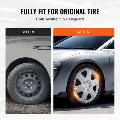 Wheel Rim Cover Hubcaps, 15 in Diameter, Sturdy & Durable Scratch-Resistant Hubcap with Snap & Valve Nozzle Hole, ABS & PC Hubcap with High Rigidity & Less Wind Drag, Fits for All Weather Use