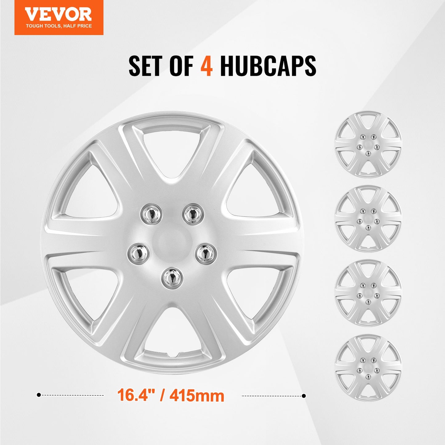 Wheel Rim Cover Hubcaps, 15 in Diameter, Sturdy & Durable Scratch-Resistant Hubcap with Snap & Valve Nozzle Hole, ABS & PC Hubcap with High Rigidity & Less Wind Drag, Fits for All Weather Use