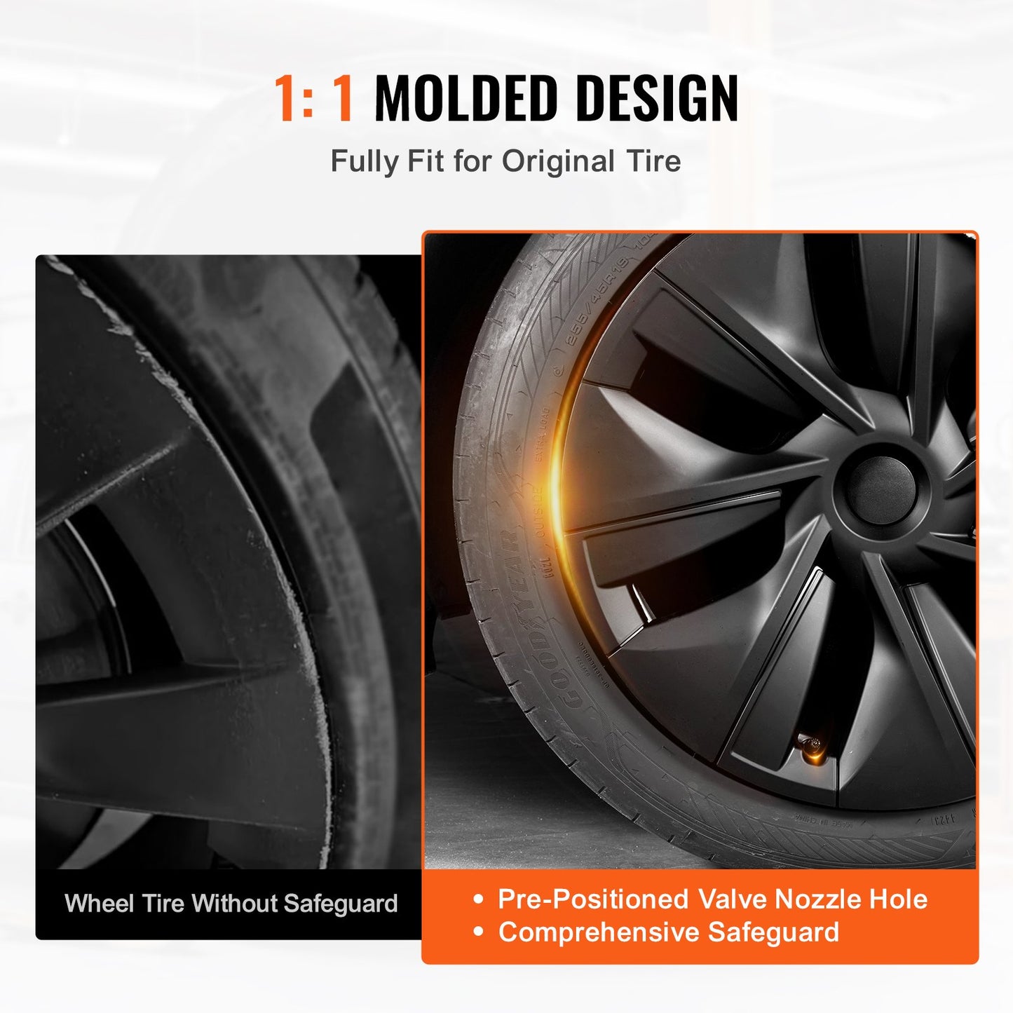 Wheel Rim Cover Hubcaps, 19 in, 2020-2023 Model Y Fully Fit Hubcap with Snap, Guard Tape & Valve Nozzle Hole, ABS & PC Hubcap with High Rigidity & Less Wind Drag, Fits for All Weather Use