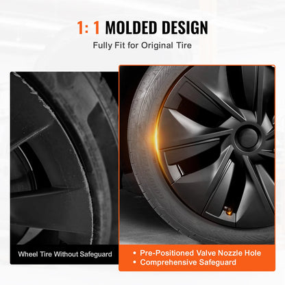 Wheel Rim Cover Hubcaps, 19 in, 2020-2023 Model Y Fully Fit Hubcap with Snap, Guard Tape & Valve Nozzle Hole, ABS & PC Hubcap with High Rigidity & Less Wind Drag, Fits for All Weather Use