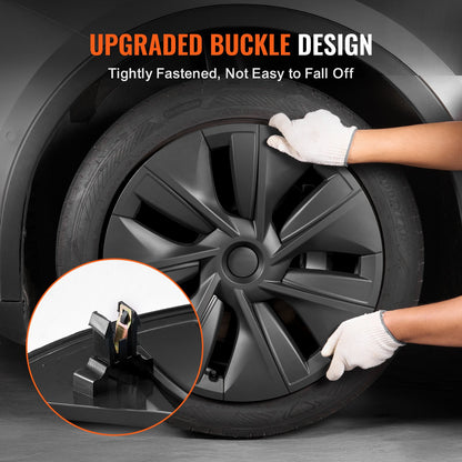 Wheel Rim Cover Hubcaps, 19 in, 2020-2023 Model Y Fully Fit Hubcap with Snap, Guard Tape & Valve Nozzle Hole, ABS & PC Hubcap with High Rigidity & Less Wind Drag, Fits for All Weather Use