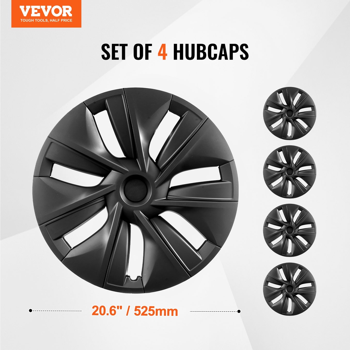 Wheel Rim Cover Hubcaps, 19 in, 2020-2023 Model Y Fully Fit Hubcap with Snap, Guard Tape & Valve Nozzle Hole, ABS & PC Hubcap with High Rigidity & Less Wind Drag, Fits for All Weather Use
