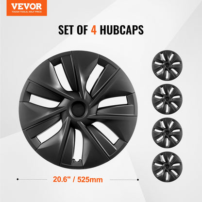 Wheel Rim Cover Hubcaps, 19 in, 2020-2023 Model Y Fully Fit Hubcap with Snap, Guard Tape & Valve Nozzle Hole, ABS & PC Hubcap with High Rigidity & Less Wind Drag, Fits for All Weather Use