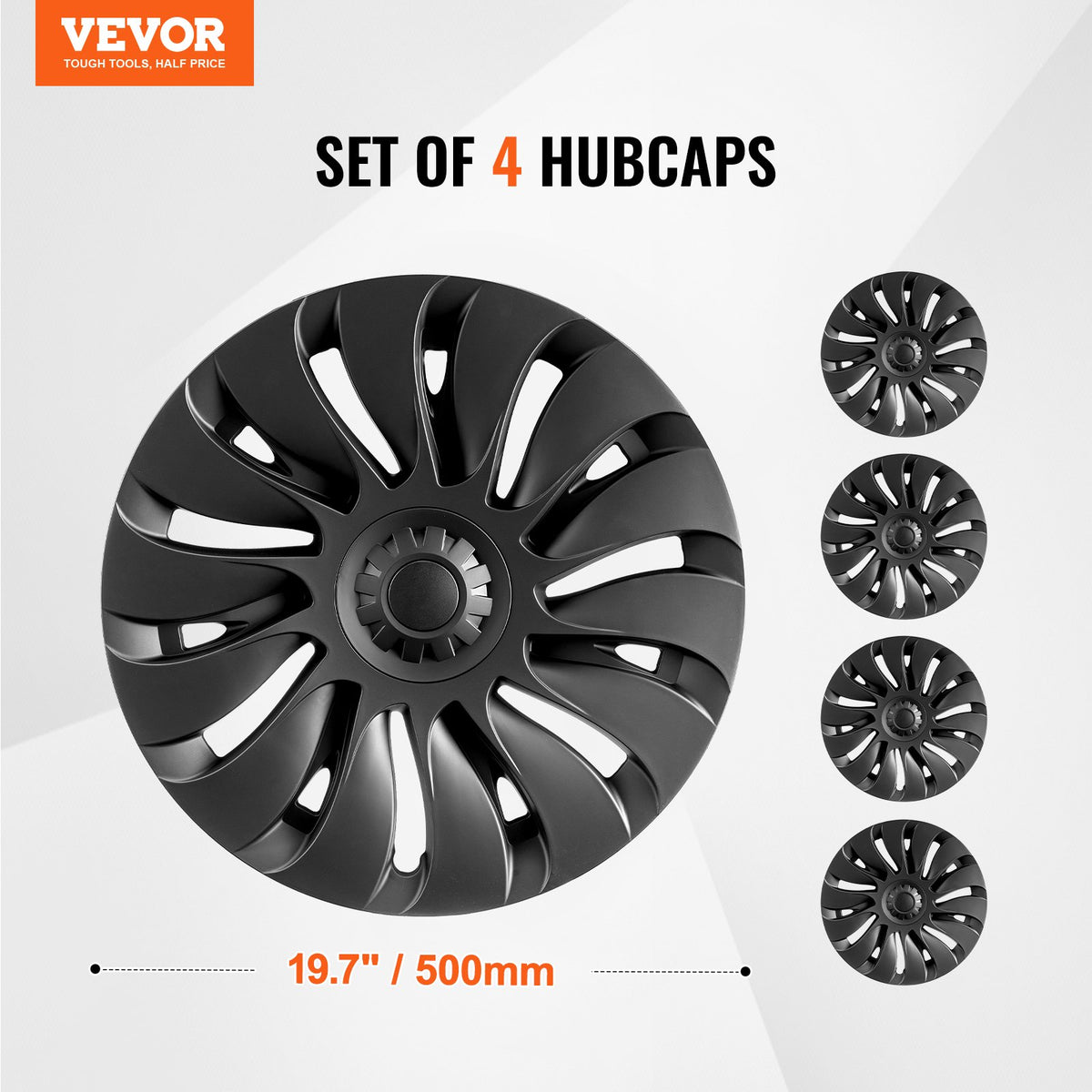 Wheel Rim Cover Hubcaps, 19 in, 2020-2024 Model Y Fully Fit Hubcap with Snap, Guard Tape & Valve Nozzle Hole, ABS & PC Hubcap with High Rigidity & Less Wind Drag, Fits for All Weather Use