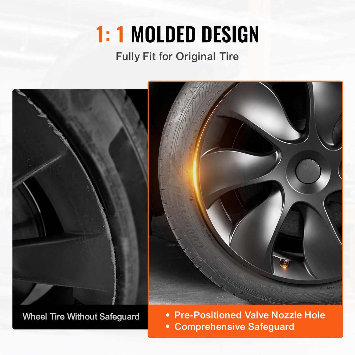 Wheel Rim Cover Hubcaps, 19 in, 2021-2023 Model Y Fully Fit Hubcap with Snap, Guard Tape & Valve Nozzle Hole, ABS & PC Hubcap with High Rigidity & Less Wind Drag, Fits for All Weather Use