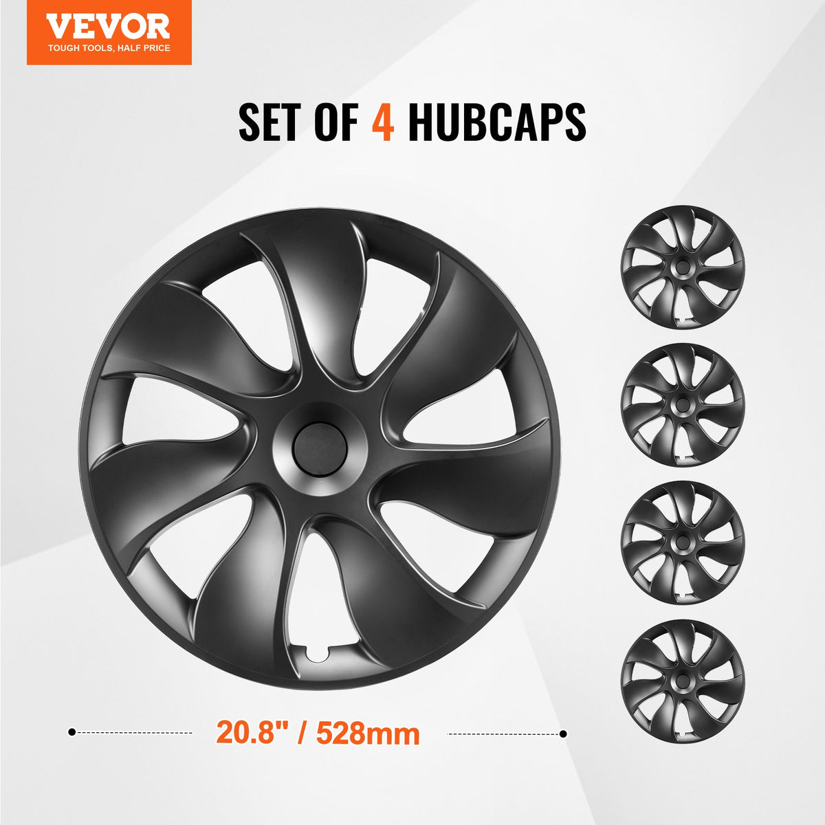Wheel Rim Cover Hubcaps, 19 in, 2021-2023 Model Y Fully Fit Hubcap with Snap, Guard Tape & Valve Nozzle Hole, ABS & PC Hubcap with High Rigidity & Less Wind Drag, Fits for All Weather Use