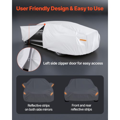 Bilskydd, Vattentätt Bilskydd för medelstora europeiska sedanbilar, Skräddarsytt Allvädersskydd Sol Regn Vind Damm Snö Heltäckande Utvändigt Skydd med Dragkedja i Dörren och Bomullsfoder, Silver |  EU