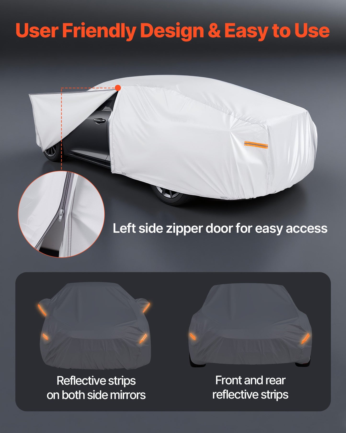 Car Cover, Car Cover Waterproof for Dodge Challenger Full Size Sedan, Custom-fit All Weather Sun Rain Wind Dust Snow Protection Full Exterior Covers with Door Zipper and Cotton Lining, Silver
