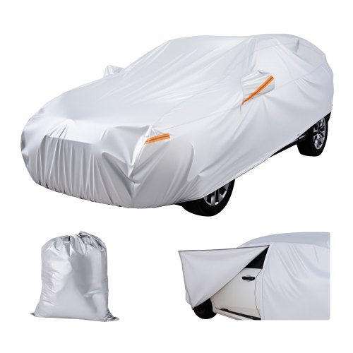 Car Cover, Car Cover Waterproof for Toyota RAV4 Compact SUV, Custom-fit All Weather Sun Rain Wind Frost Dust Snow Protection Full Exterior Covers with Door Zipper and Cotton Lining, Silver