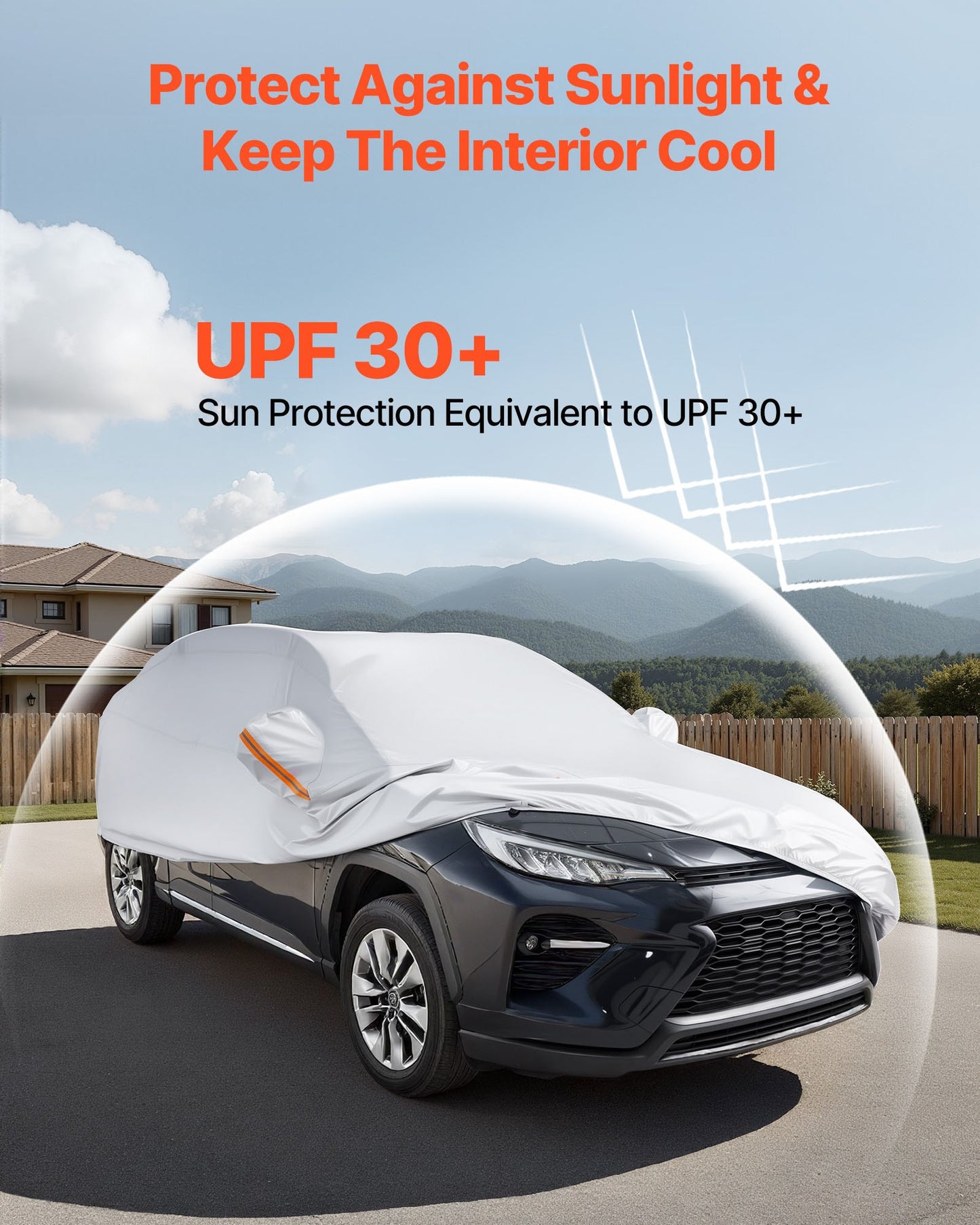 Car Cover, Car Cover Waterproof for Toyota RAV4 Compact SUV, Custom-fit All Weather Sun Rain Wind Frost Dust Snow Protection Full Exterior Covers with Door Zipper and Cotton Lining, Silver
