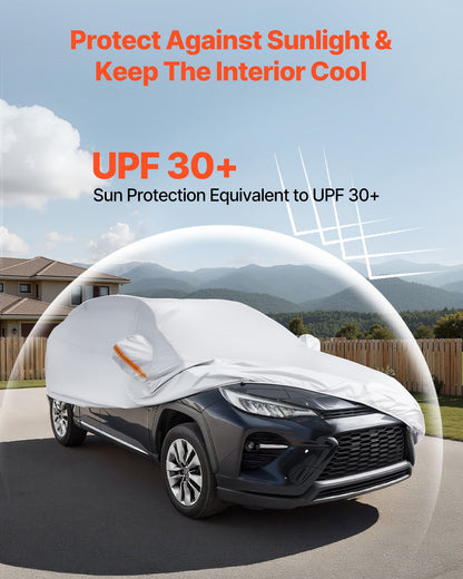 Car Cover, Car Cover Waterproof for Toyota RAV4 Compact SUV, Custom-fit All Weather Sun Rain Wind Frost Dust Snow Protection Full Exterior Covers with Door Zipper and Cotton Lining, Silver