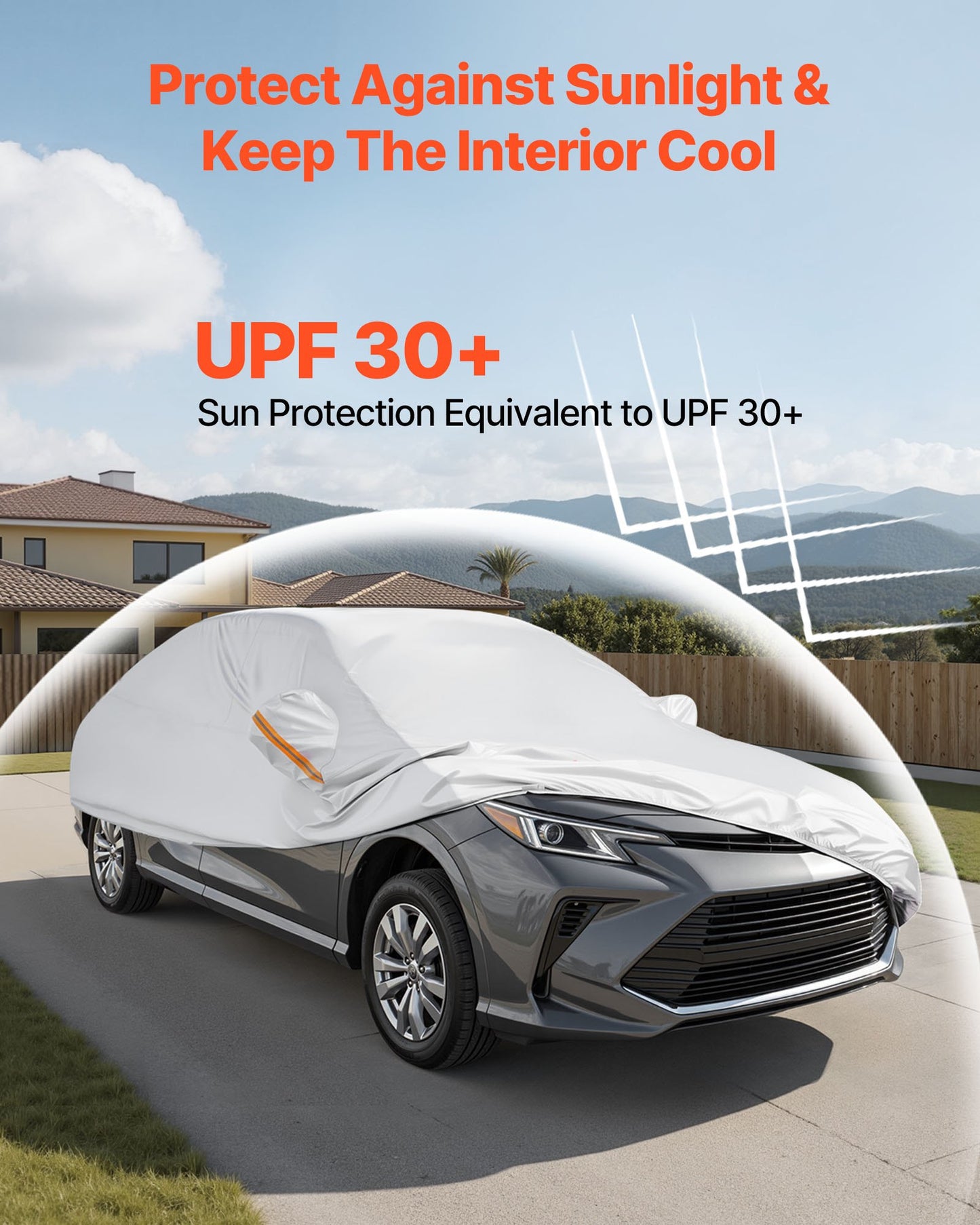 Car Cover, Car Cover Waterproof for Toyota Camry Mid Size Sedan, Custom-fit All Weather Sun Rain Wind Frost Dust Snow Protection Full Exterior Covers with Door Zipper and Cotton Lining, Silver