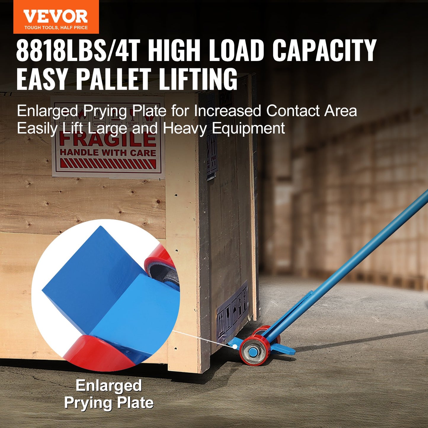 Palettenzerkleinerer, 60-Zoll-Griff, 8818 lbs Tragkraft, Q235 Kohlenstoffstahl, Hochleistungs-Deckzerstörer, Abbruchwerkzeug für Holzpaletten, Brecher, Brecheisenabzieher für effektives und einfaches Entfernen von Brettern