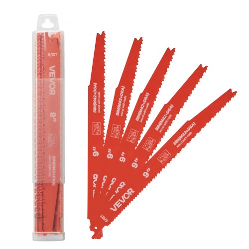 Reciprocating Saw Blades, 25 Pack, 6/12 TPI Bi-Metal Reciprocating Saw Blade Set with Universal Shank, Sharp Teeth for Fast and Smooth Cuts, for Wood and Nail-Embedded Wood Demolition, Orange