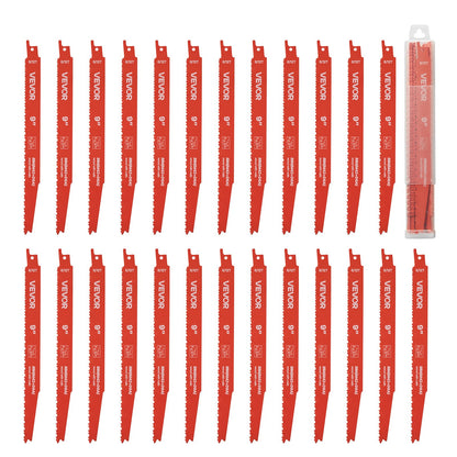 Reciprocating Saw Blades, 25 Pack, 6/12 TPI Bi-Metal Reciprocating Saw Blade Set with Universal Shank, Sharp Teeth for Fast and Smooth Cuts, for Wood and Nail-Embedded Wood Demolition, Orange