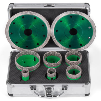 6-teiliges Diamant-Lochsägen-Set, Bohrkern, M14-Gewinde 20/25/40/45/50/68 mm (0,79/1/1,6/1,77/2/2,7 Zoll), mit 2 Sägeblättern