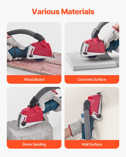 Cutting Dust Shroud for Angle Grinders, Universal 4-5 in Angle Grinder Dust Shroud with 6 Clamping Washers, Adjustable Cutting Depth, Connect to Vacuum Cleaner, for Wood Concrete Wall Stone