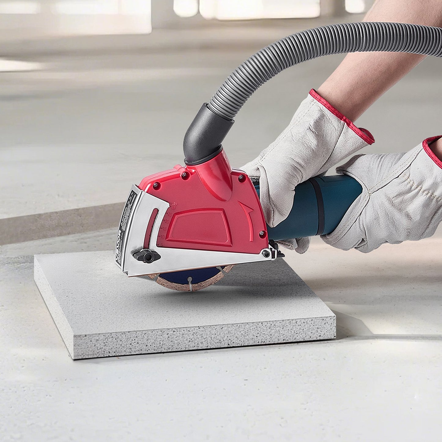 Cutting Dust Shroud for Angle Grinders, Universal 4-5 in Angle Grinder Dust Shroud with 6 Clamping Washers, Adjustable Cutting Depth, Connect to Vacuum Cleaner, for Wood Concrete Wall Stone