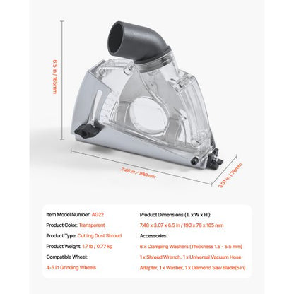 Dust cover for angle grinders 4-5 inches with 5 inch grinding wheel | EU