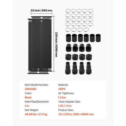 Solar Poolvärmare 2,75 x 20 fot ovanjordspoolvärmesystem (2 paneler) |  EU