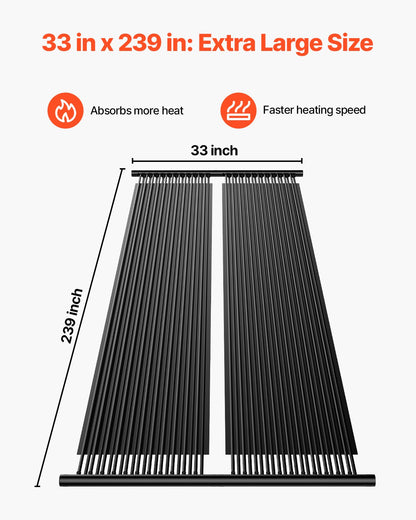 Solar Pool Heater, 2.75 x 20 ft HDPE Solar Pool Panel( 2 Pcs) - Durable & Weather-Proof, with Complete Accessories, Universal Solar Pool Panel–Raises Water Temperature, Aboveground & Inground Pool