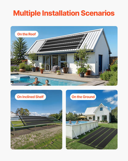 Solar Pool Heater, 2.75 x 20 ft HDPE Solar Pool Panel( 2 Pcs) - Durable & Weather-Proof, with Complete Accessories, Universal Solar Pool Panel–Raises Water Temperature, Aboveground & Inground Pool